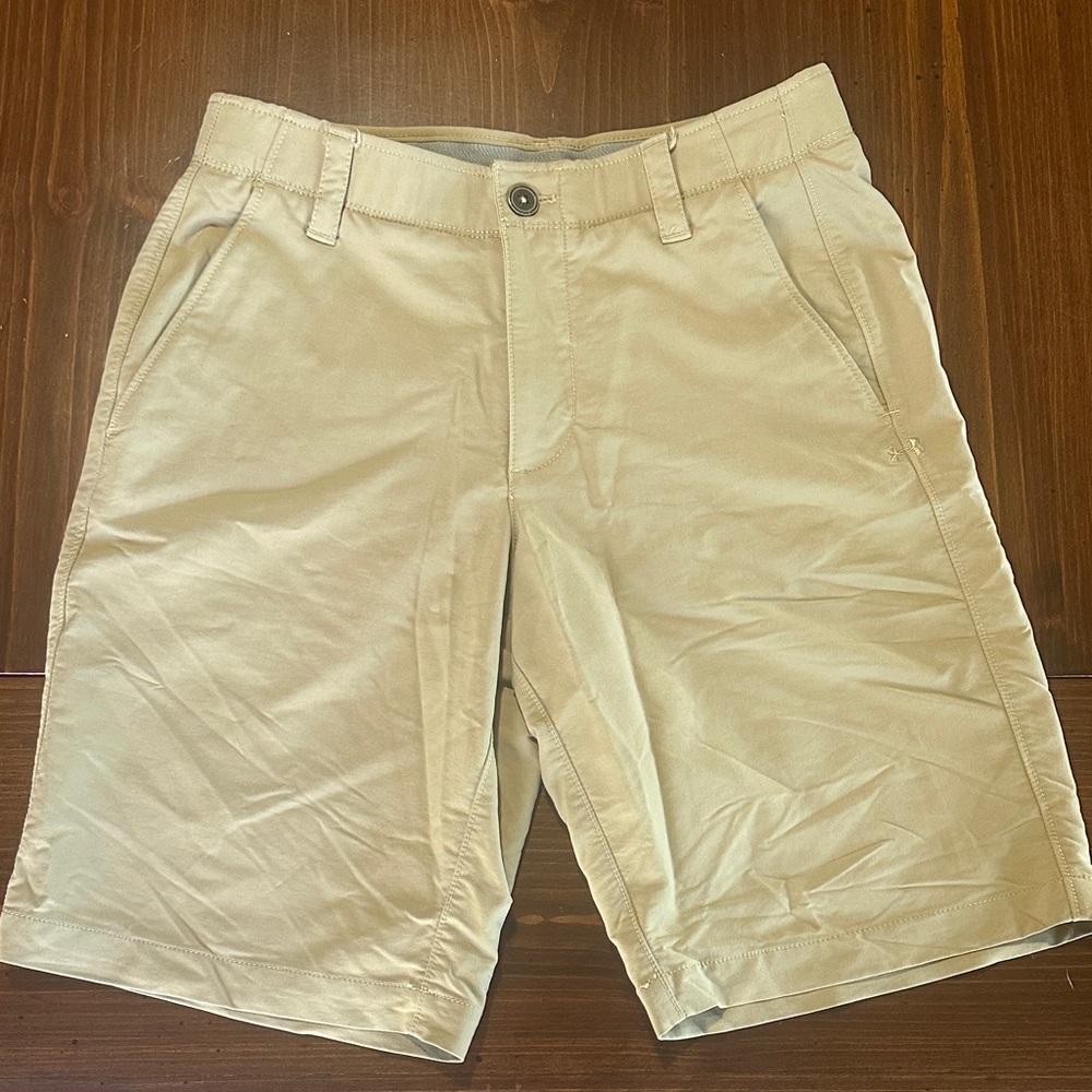 Under Armour Men's Khaki Flat-Front Performance Shorts